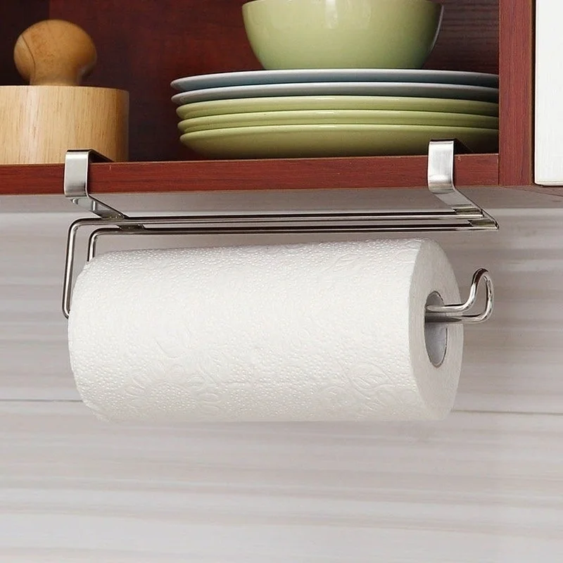 

Fashion Roll Paper Towel Holder Stainless Steel Removable Organizer Hang Type Bathroom Kitchen Tissue Rack No Drilling