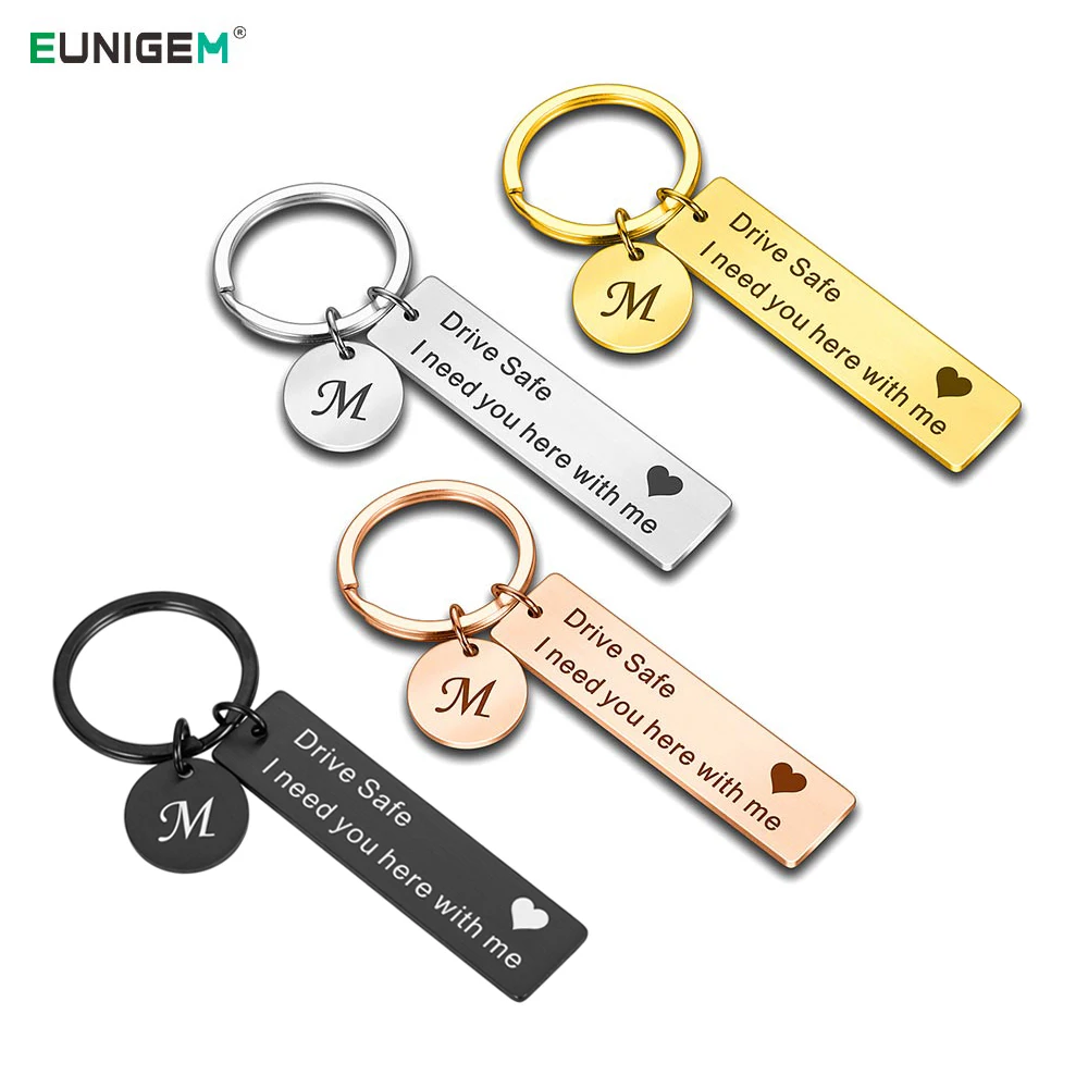 

Custom Drive Safe Keychain A-Z 26 Initials Lettering Men Women Boyfriend Husband Key Chain Birthday Chritsmas Father's Day Gifts