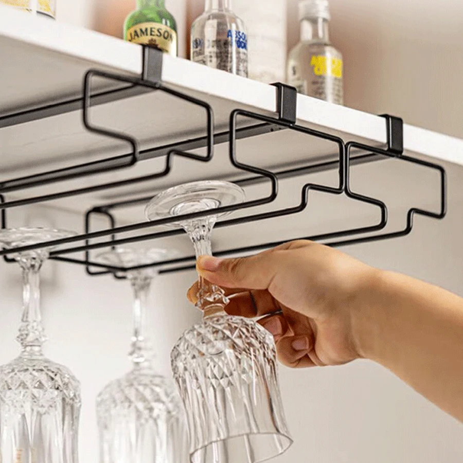 Wine glass rack 1PCS No Punch Creative Tall Wine Glass Holder Nail-Free Wine Glass Inverted Hanging Rack Cooler Tall Organiser