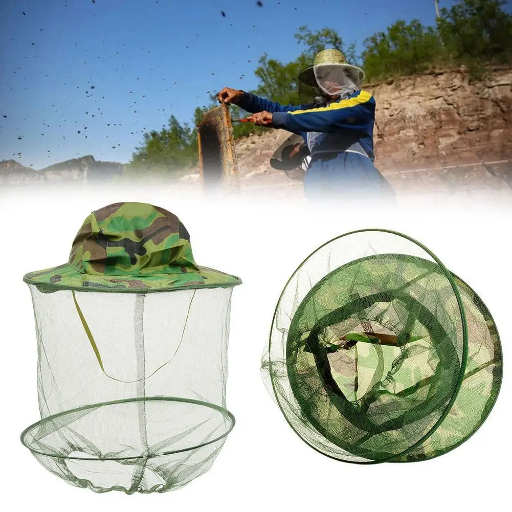 Bee Keeping Protective Bee Hat Anti bee Layer Head Camouflage Hat-Veil Combo Bug Mesh Mask