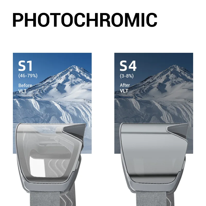 Kapvoe Photochromic Snow Goggles Men Ski Goggles Snowboard Mask for Women UV400 Protection Glasses Snowmobile Winter