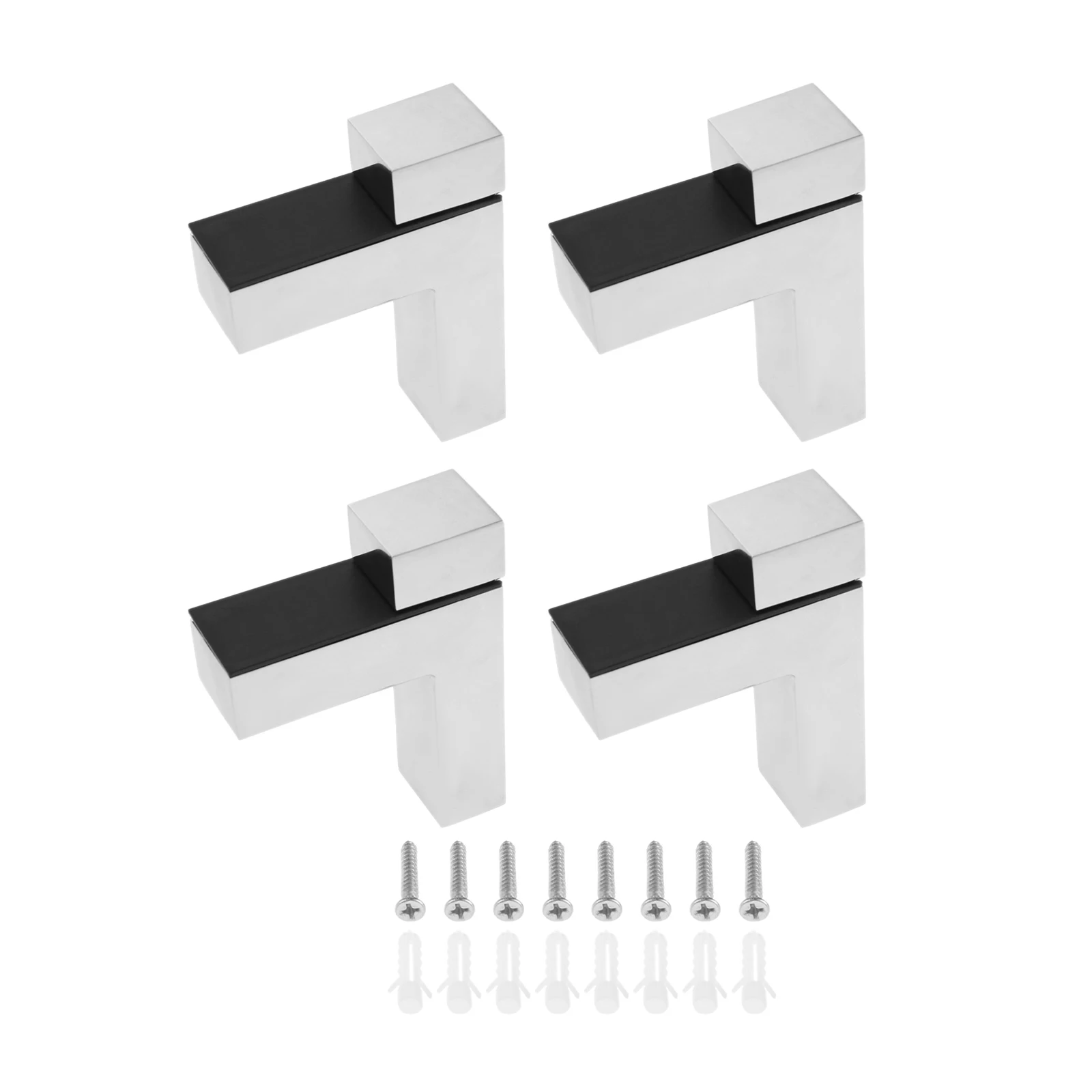4개 조절 가능한 선반 브래킷, 3-20mm/0.12-0.79인치 두께의 유리/목재 선반 지지대, 나사 포함 플로팅 선반용