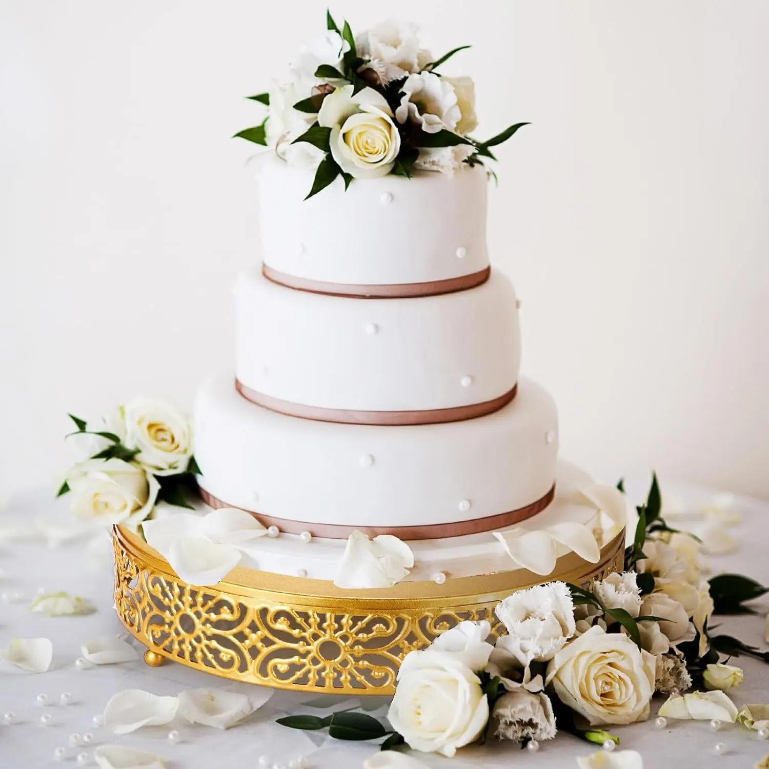 3pcs 8/10/12inch Set Golden Hollow Cake Rack Wedding Dessert Table Decoration Fruit Cake Tray Iron
