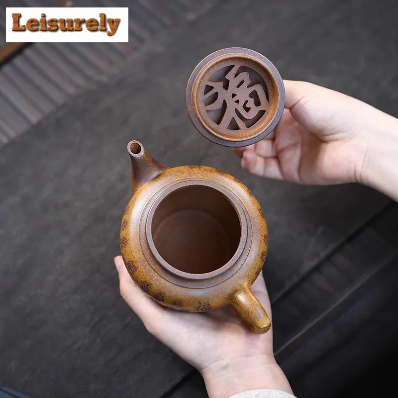 350ml Luxury Yixing Purple Clay Teapots Handmade Pot Raw Ore Wood-fired Porcelain Mud Kettle With Filter Zisha Tea Set Tea Gift