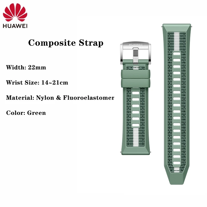 Premium Huawei GT2 46mm FKM Rubber Strap with Genuine Leather and Stainless Steel Milanese Strap