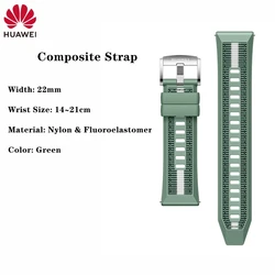 Premium Huawei GT2 46mm FKM Rubber Strap with Genuine Leather and Stainless Steel Milanese Strap - GT 2 46mm (Composite Green)