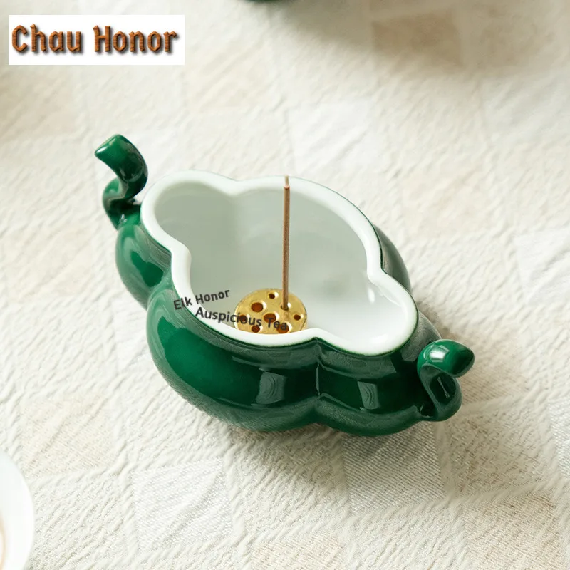 Emerald Green Ceramic Incense Holder Boutique Incense Waterfall Incense Burners Consecrate Censer Yoga Supplies Ornaments Gift