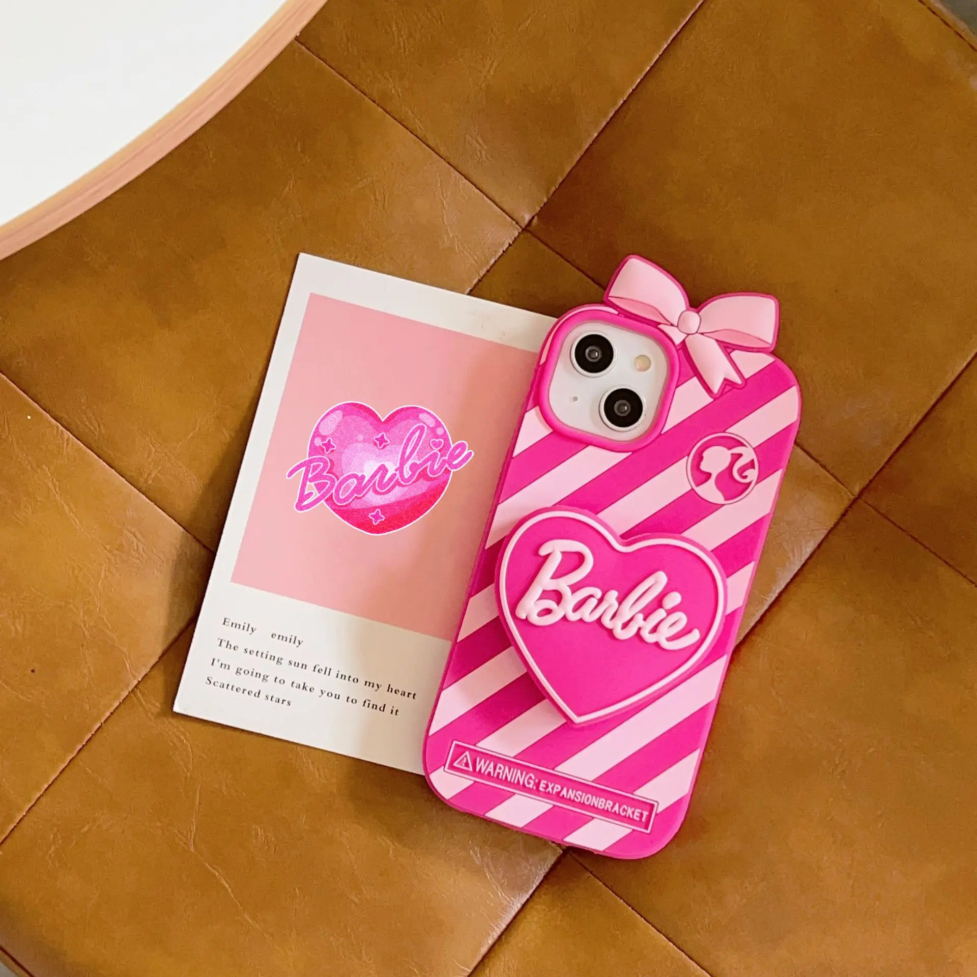 

Sparkling Barbie Cute Anime Phone Case with Stand Girl Kawaii Phone Decoration Makeup Decorations Women Accessories Wholesale