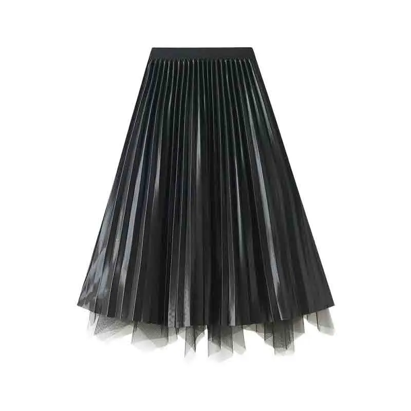 

Solid Color Casual Temperament Skirt Women Spring Summer New Fashion Elegance Irregularity High Waist Net Yarn Women Skirt Y57