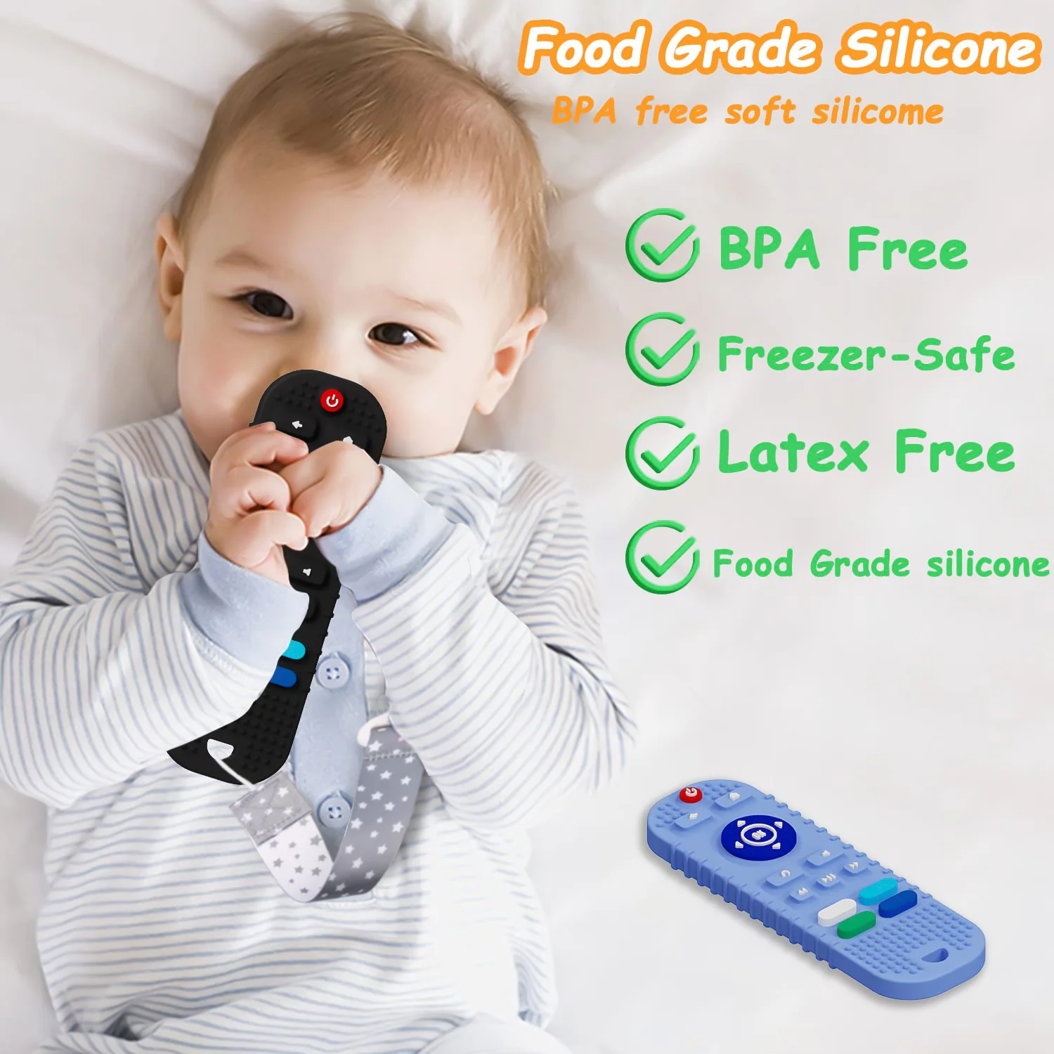 Baby teething toys food grade silicone teether suitable for babies over 6 months TV remote control shape toddler chew toys silicone teething toys,teething toys