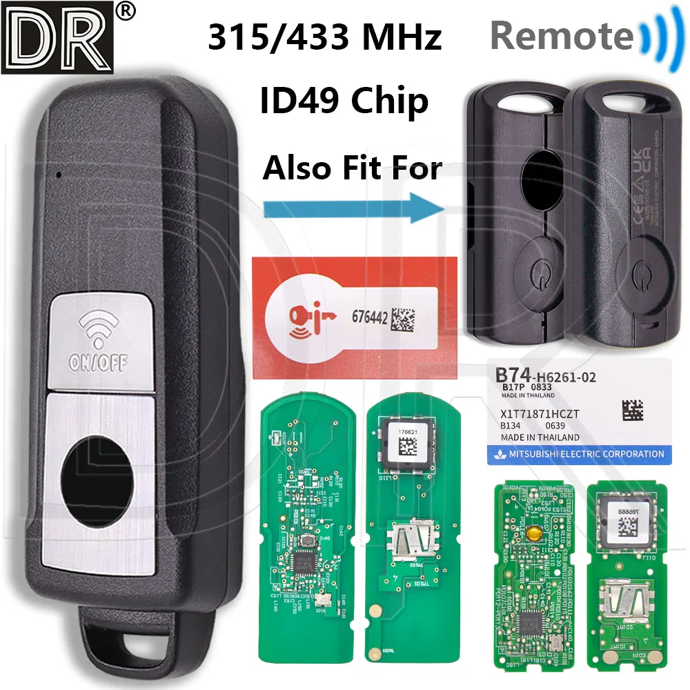 DR Great ID49 Chip 315/433.92MHz Motorcycle Remote Control Key for YAMAHA NMAX NVX155 X-MAX 125 250 300 400 TMAX 530 560, motorcycle key
