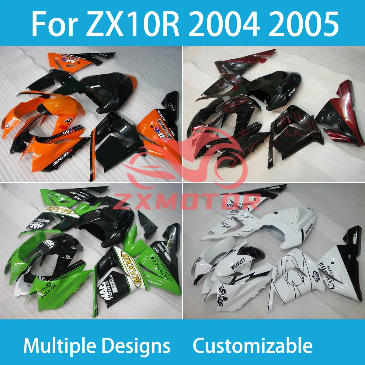 

BodyWork Cover Fairings for Kawasaki Ninja ZX 10R 04 05 Plastic Part Body Kit Motorcycle Fairing Set ZX10R 2004 2005