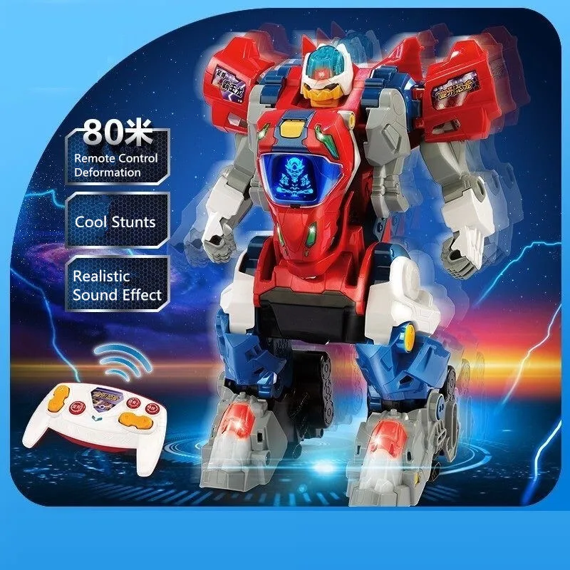 RC Robot Remote Control Dinosaur Toy One-key Deformation with Sound and Llight Music Dinosaur knowledge RC Toy For Children Gift 4