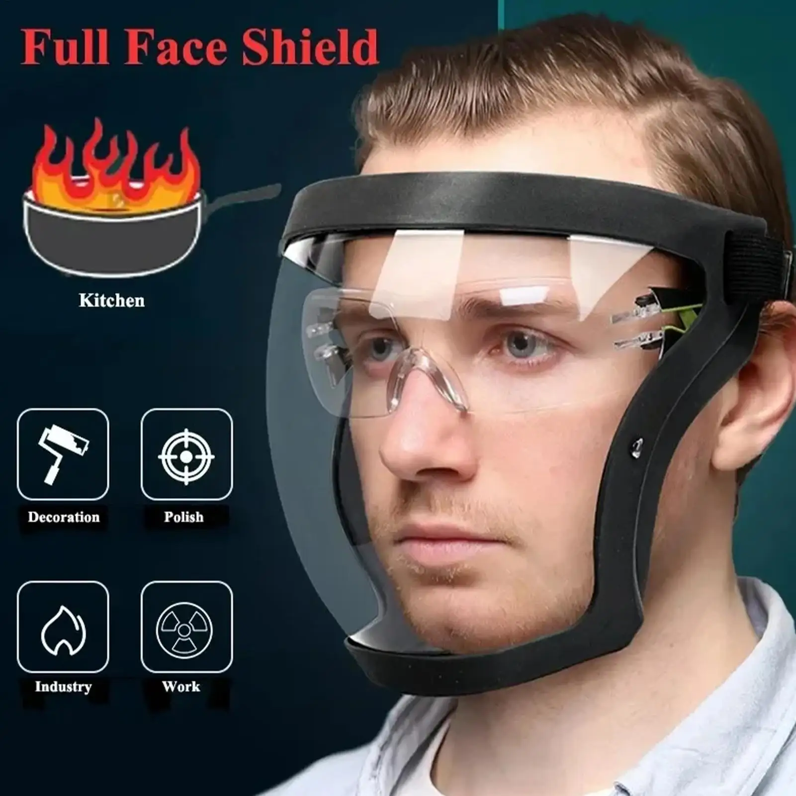 Transparent Head Eye Safety Protective Cover Full Face Shield Mask Glasses Screen Visors Dust Anti-Fog face cover Kitchen Tools