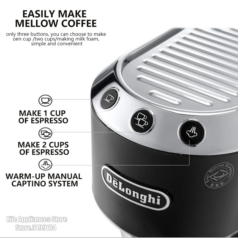 Delonghi Semi-Automatic Coffee Maker 15 Bar Cappuccino Milk Foam Maker Espresso Coffee Machine for Home Latte 220V EC685