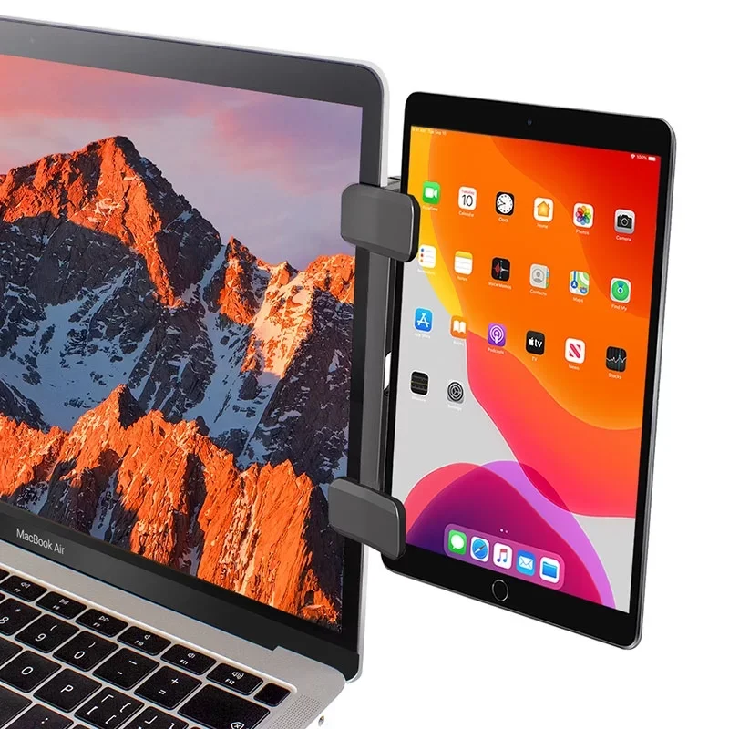 Side Mount Clip Multi Screen Suporte Portátil Portátil Conecta Suporte Monitor Tablet Suporte Ajustável para Segunda Tela - Imagem 4