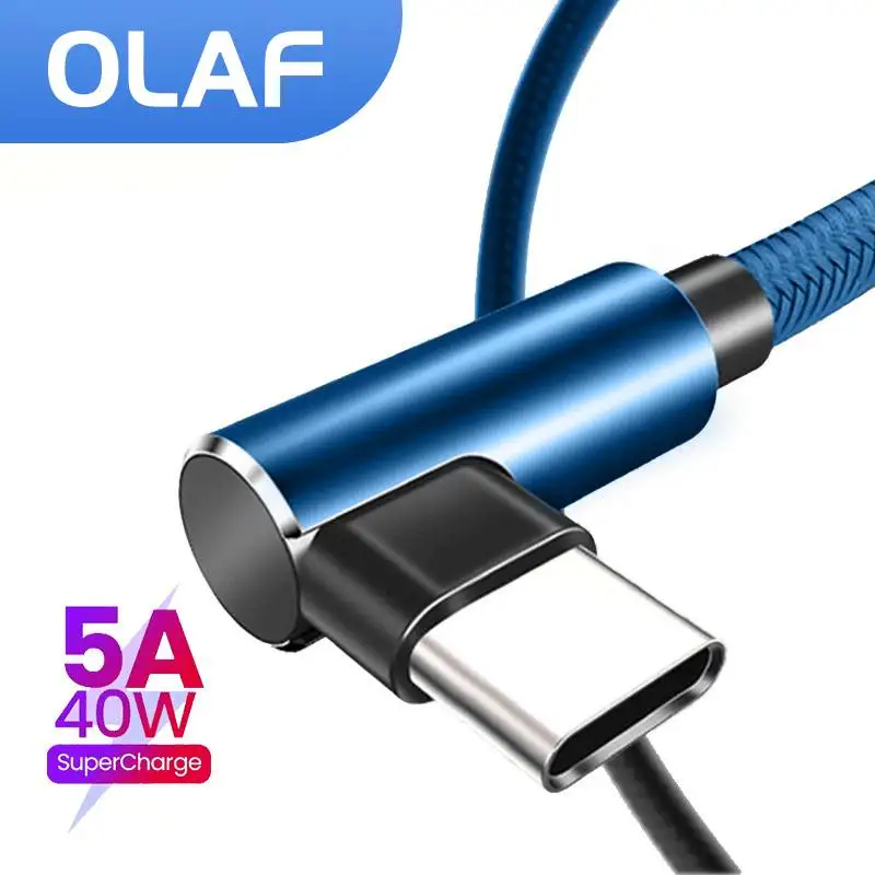 OLAF 5A USB C кабель для быстрой зарядки Micro Huawei Mate 40 30 Xiaomi Samsung 90 градусов мобильный