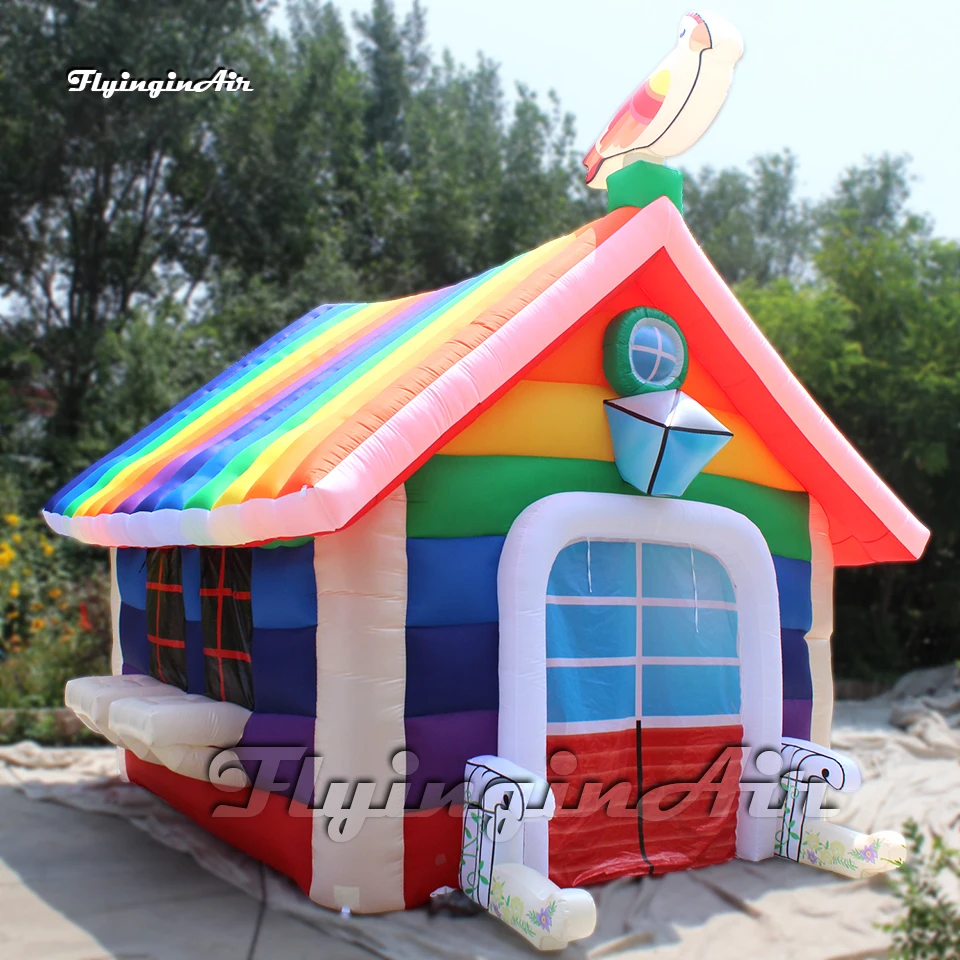 

Красивая красочная надувная палатка, Деревенский домик, сказочный Радужный домик, воздушный игровой домик для двора, украшение