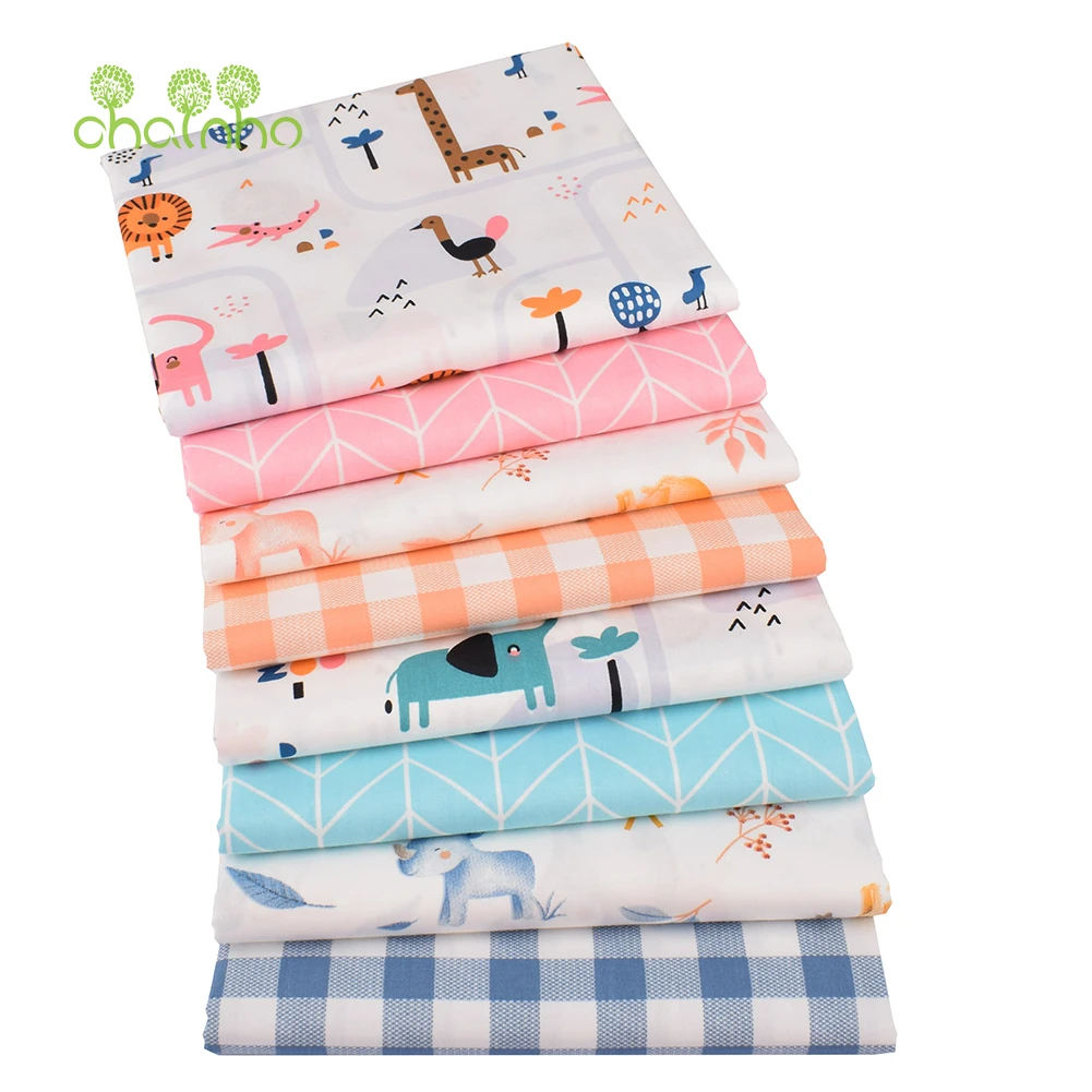 Chianho,Printed Twill Weave Cotton Fabric,DIY Sewing Quilting Material,Patchwork Cloth,8 Designs Cartoon Series,2 Sizes,15C309