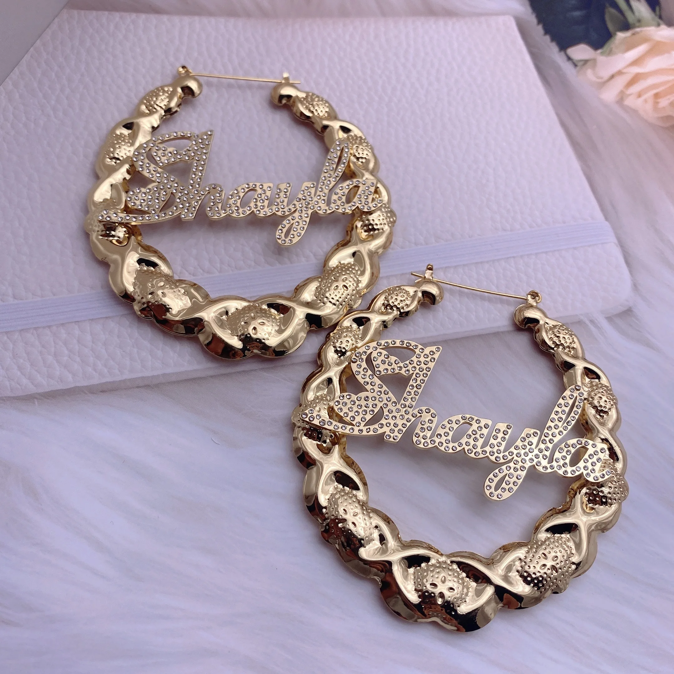 Custom XOXO Hoop Earrings Personalized Name Earring Bling Name Earrings Custom Earrings for Women Gift