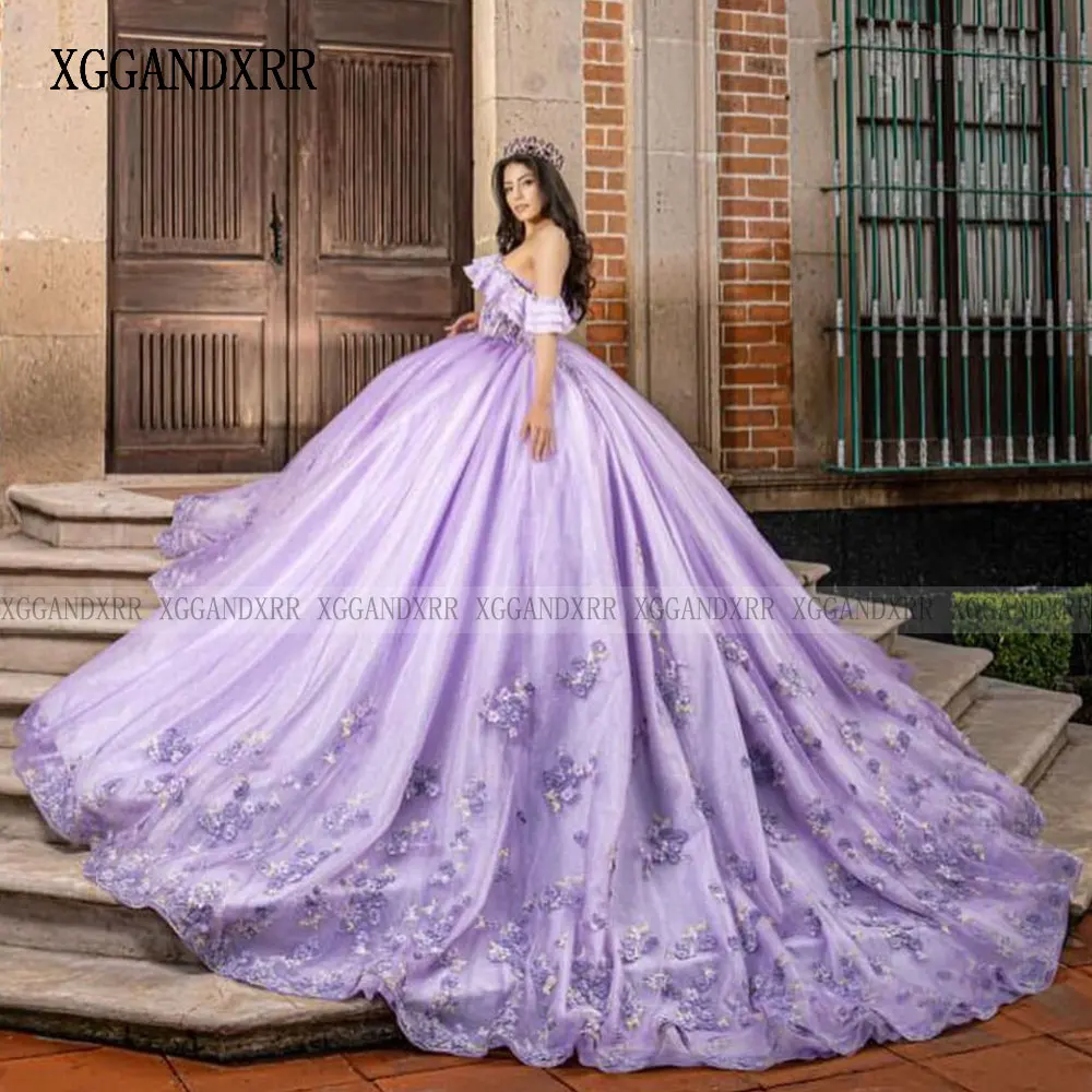 Purple Quinceanera Dress Lace Applique Vestidos De 15 A&ntilde;os Sweet 15 16 Prom Dress Formal Birthday Party Ball Gown Miss