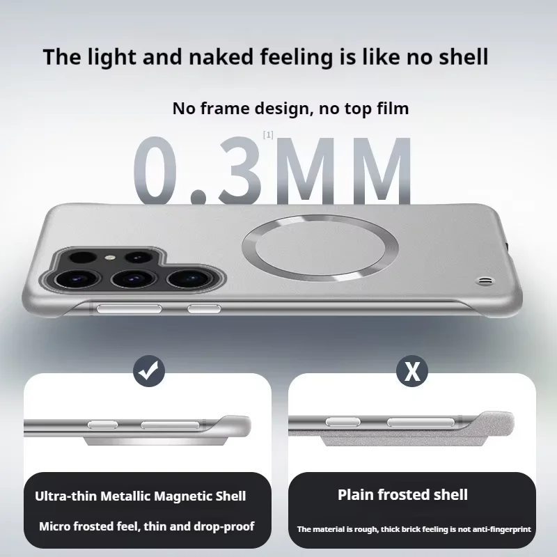 Sleek Matte Magnetic Metal Phone Cover - Ultra Thin and Frameless Design