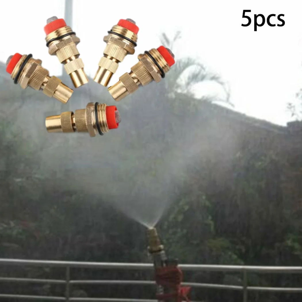 

5PCS Adjustable Spray Nozzle Atomizing Lawn Misting Sprinkler Gardening Water Sprinklers Misting Cooling Thread Brass Garden New