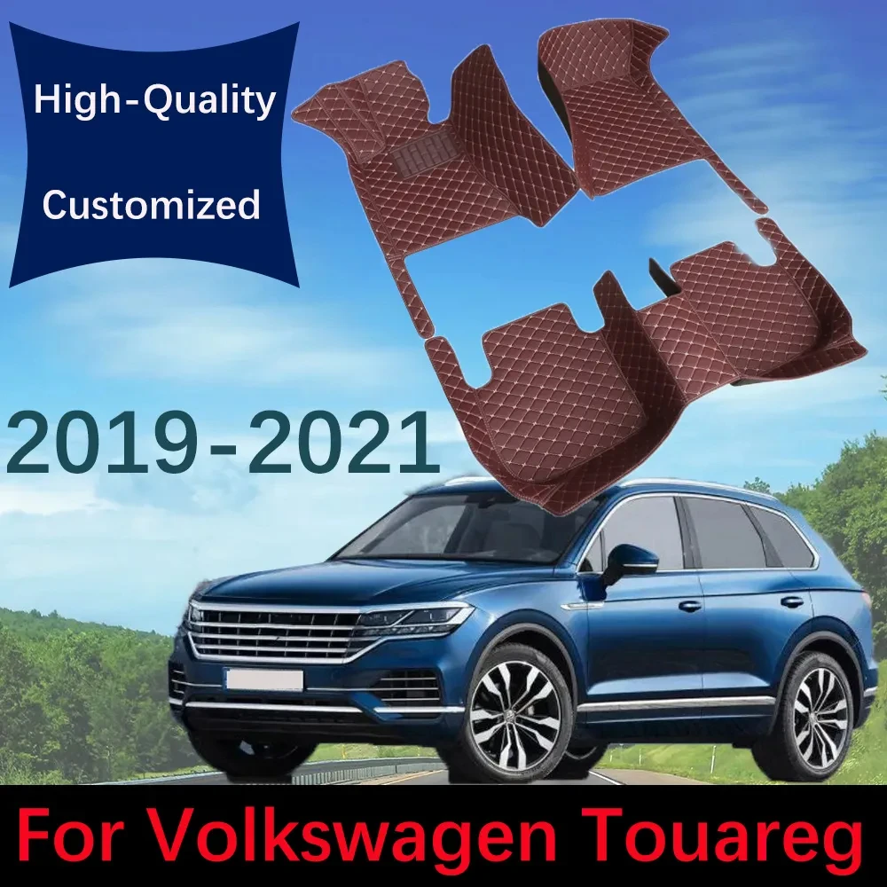 

Car Floor Mats For VW Volkswagen Touareg 2019 2020 2021 Custom Leather Fashion Automobile Carpet Rugs Foot Pads Accessories