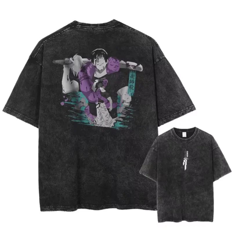 Fushiguro Toji Printed Washed Cotton Harajuku T-Shirt - Casual Unisex Anime Tee