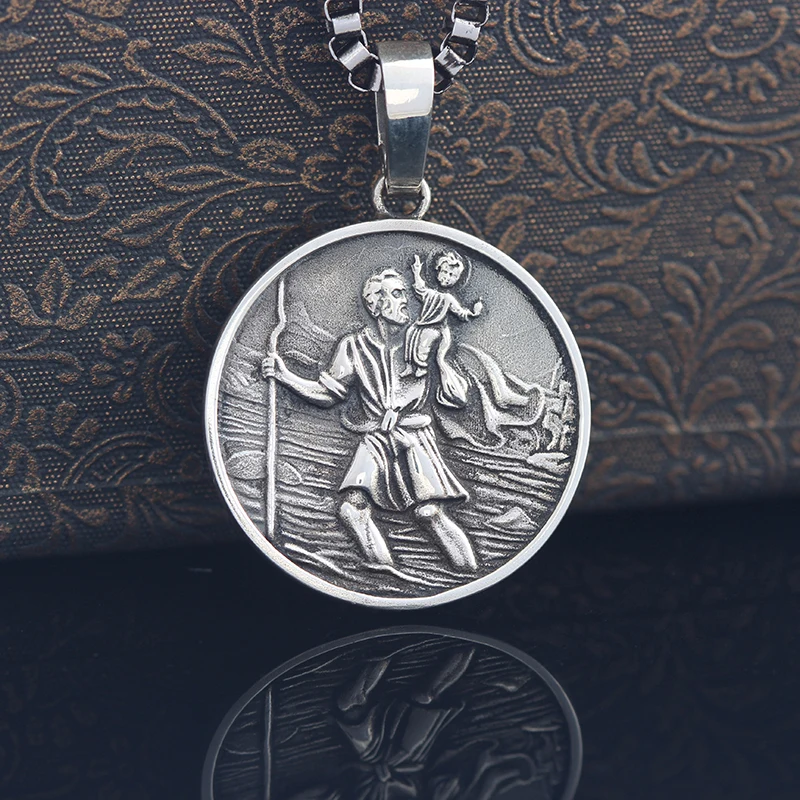 Catholic Medal Blessing From The Holy Father St. Christopher Sterling 925 Silver Pendant 2