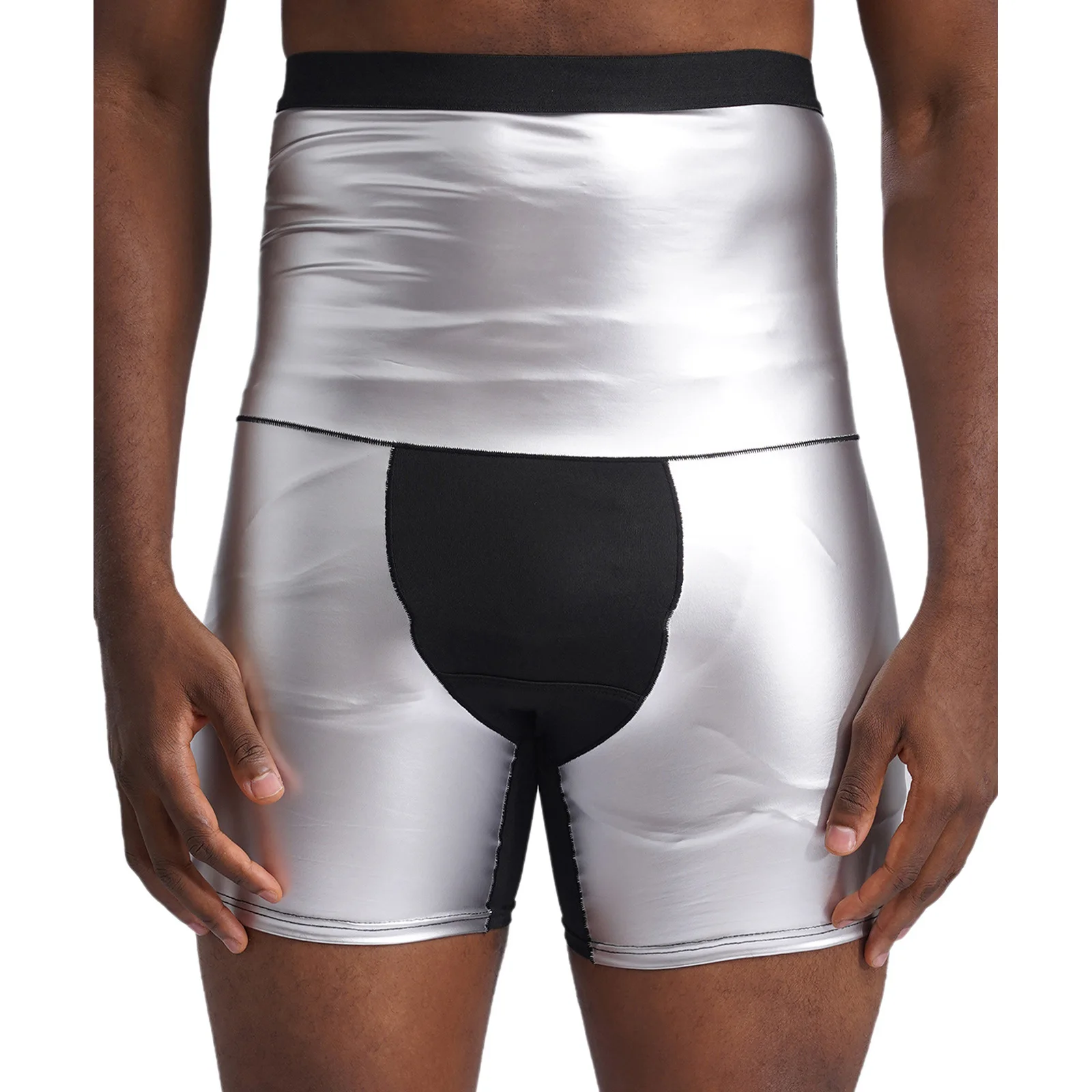 Men High Waist Sauna Short Pants Workout Compression Sweat Shorts Running Shorts Tummy Control Shapewear