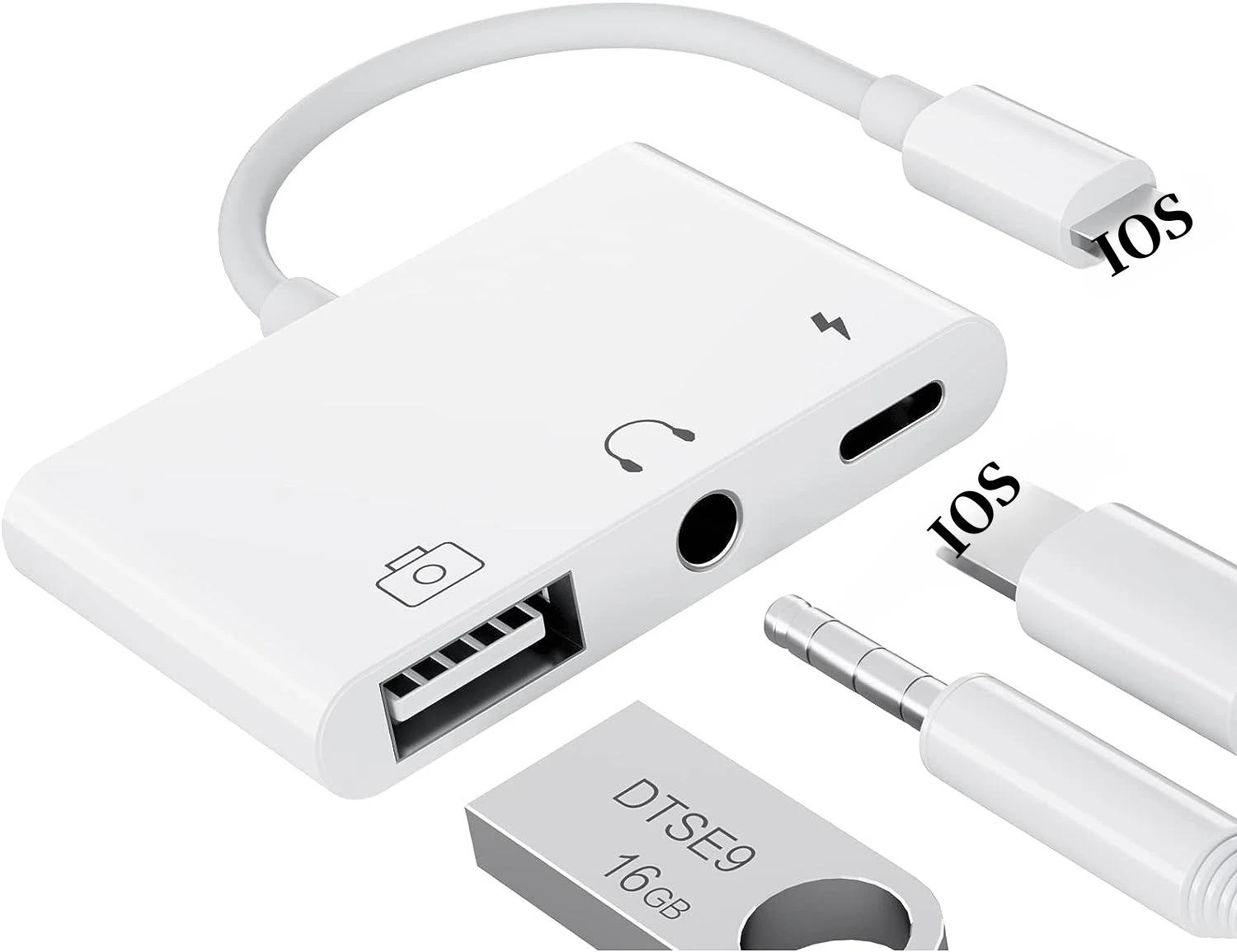 Lightning a USB 3,0 OTG adaptador de cámara/Cable con carga - AliExpress