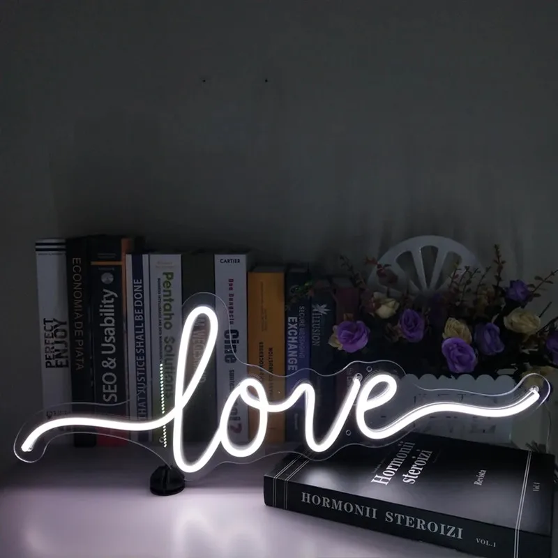 

Love neon Sign Bedroom acrylic sheet led Light White Love light up sign decoration bedroom party wedding valentine gift