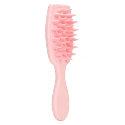 Silicone Scalp Massaging Shampoo & Body Brush with Long Handle (A- Pink)