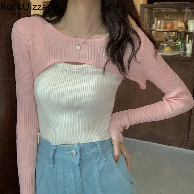Fashion Korean Smock Cropped Cloak Tee 