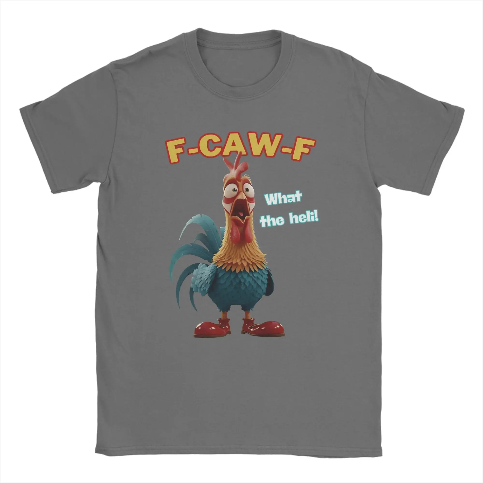 F-CAW-F T-shirt Humoristique Poulet Avec Citation Coq Meme, T-shirt Humour Poulet Cri à Manches Courtes Col Rond En Coton, S-3XL, S, L