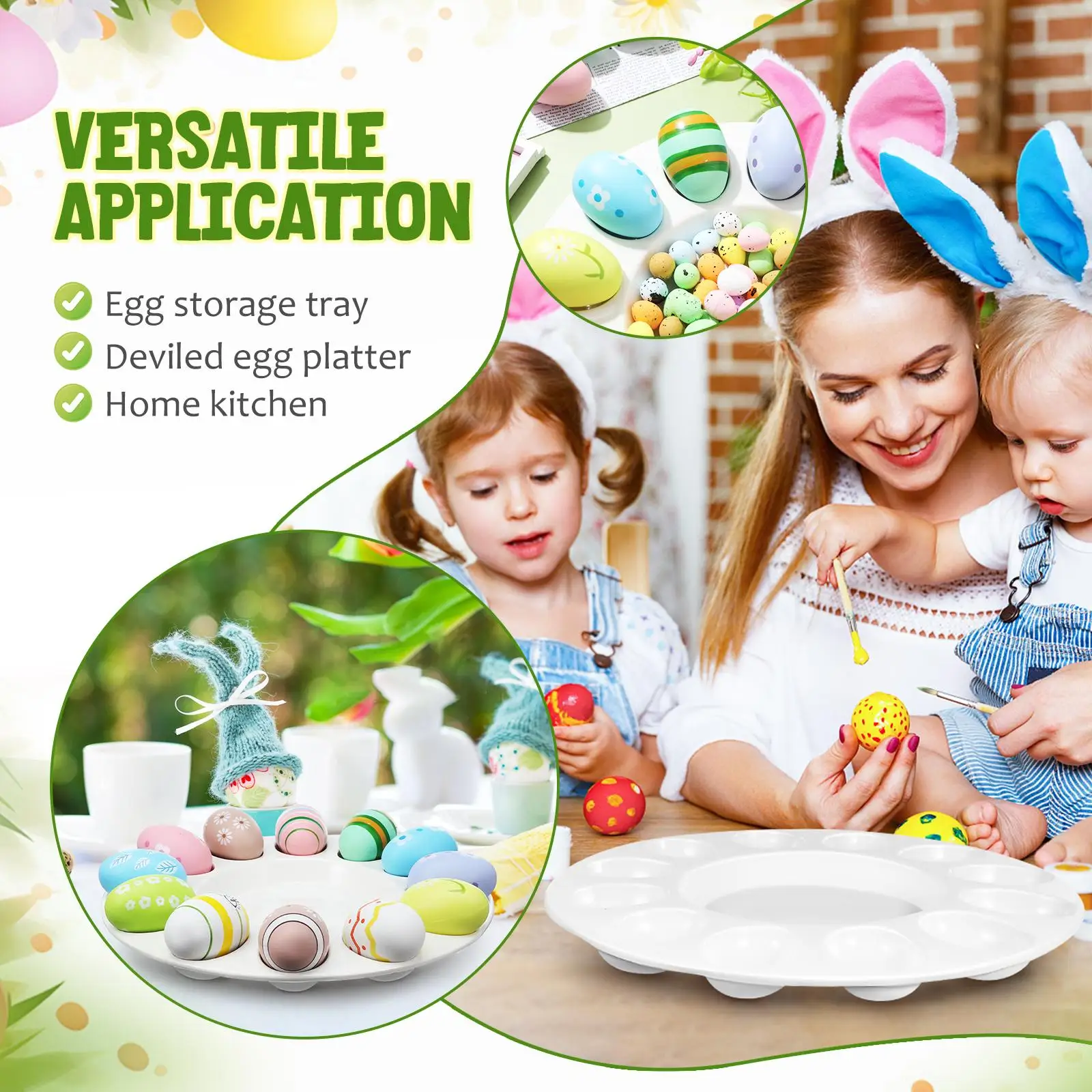 Terrarium Easter Egg Tray Deviled Platter Ceramic Holder Trays for Party White Devilled Eggs 6