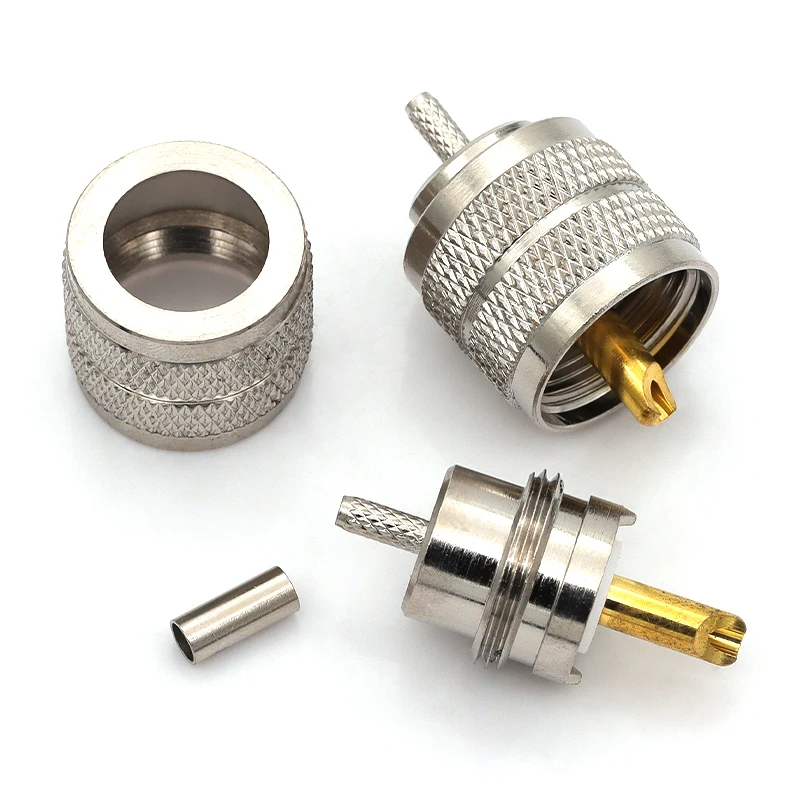 Premium SO239 PL-259 RF Coaxial Adapter - Male to Female Plug Crimp Connector (1/3/5PCS)