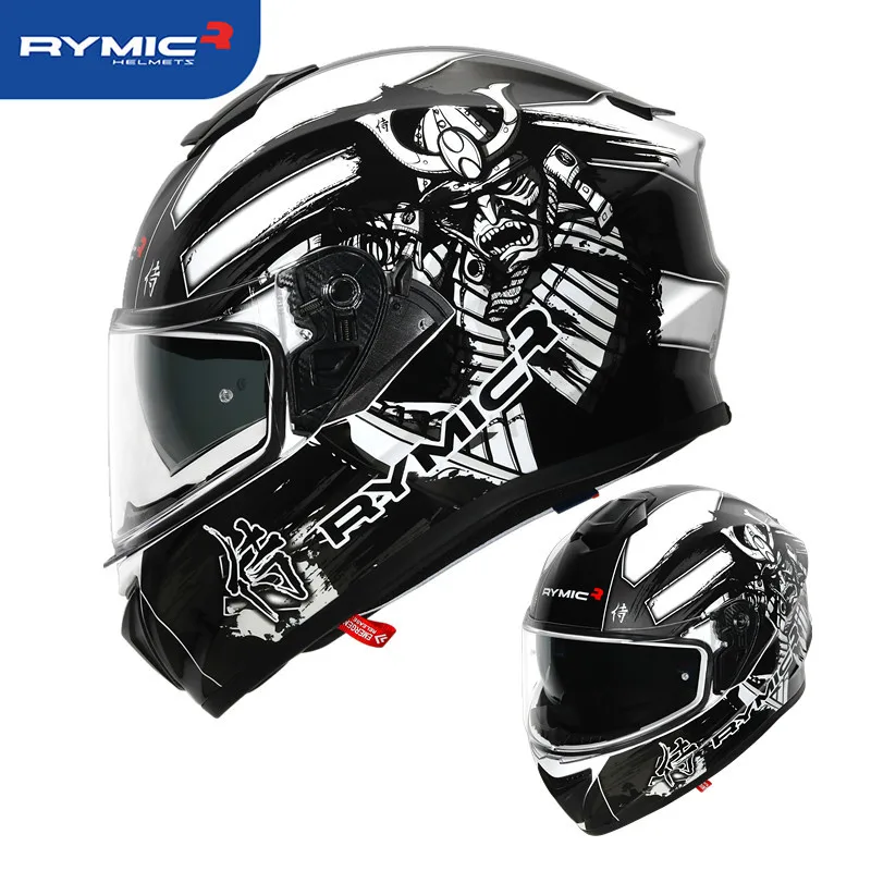 thumbnail image 1 of Casco integral para motocicleta RYMIC R977, casco de carreras con lentes antivaho, para las cuatro estaciones, 1 of 5