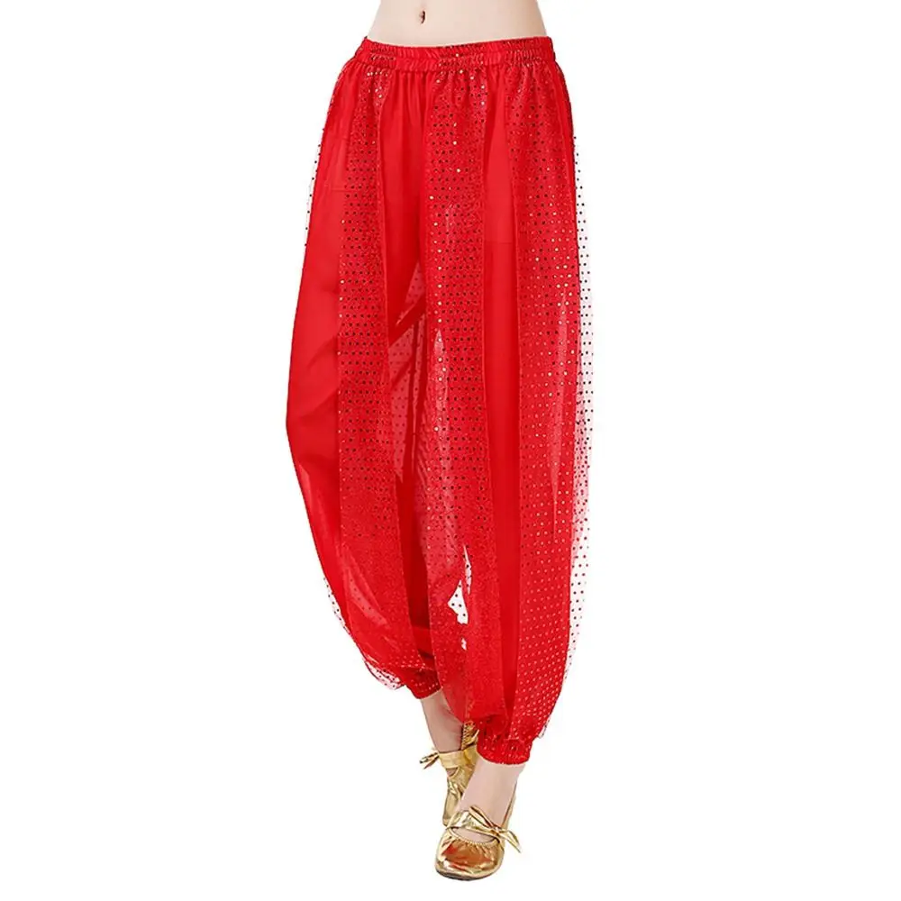 Pailletten-Bauchtanzhose mit Fransen, Performance-Kleidung, Pailletten-Tanzhose, Bauchtanz-Zubehör, Lockere Show-Kostüme – Detail 8