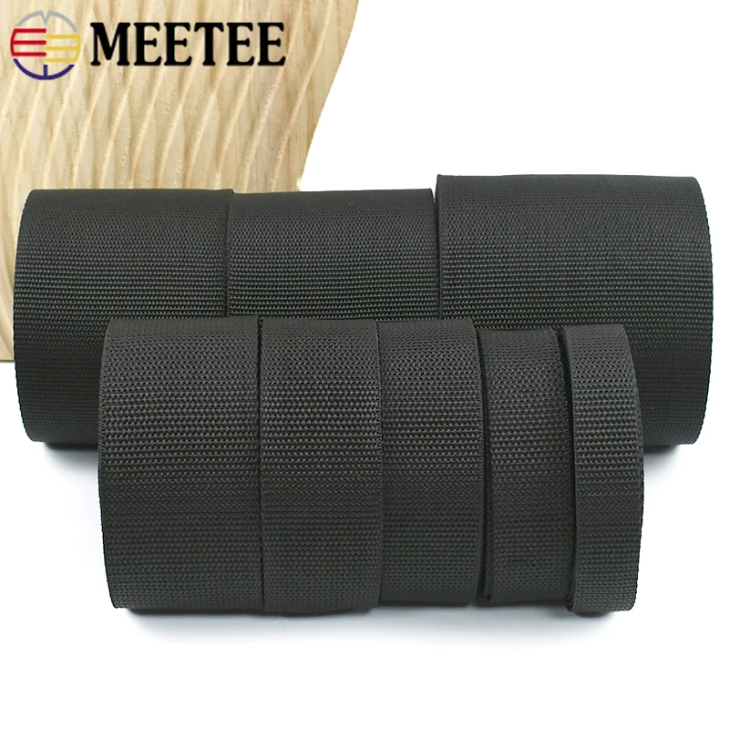 Polyester Webbing Ribbon 5/10Meters Black Polyester Webbing Band for Strap Backpack Pet Collar Ribbon Tapes Belt Bias Binding Bag DIY Garment Accessory