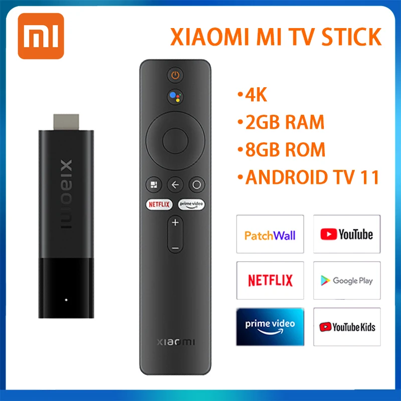 

Xiaomi Mini TV Stick Portable Mi TV Dongle 4K 2GB RAM 8GB ROM Android TV 11 Netflix Wifi Bluetooth Google Assistant Youtube Box