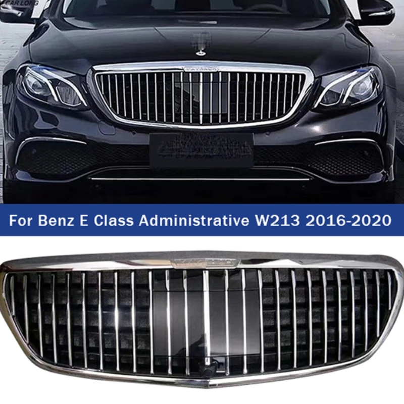 Per Benz Classe E Early W213 Excursion 2016-2019 Sostituisci Le Griglie Del Radiatore Anteriore Auto Silver Maybach Style Grill Parte Esterna