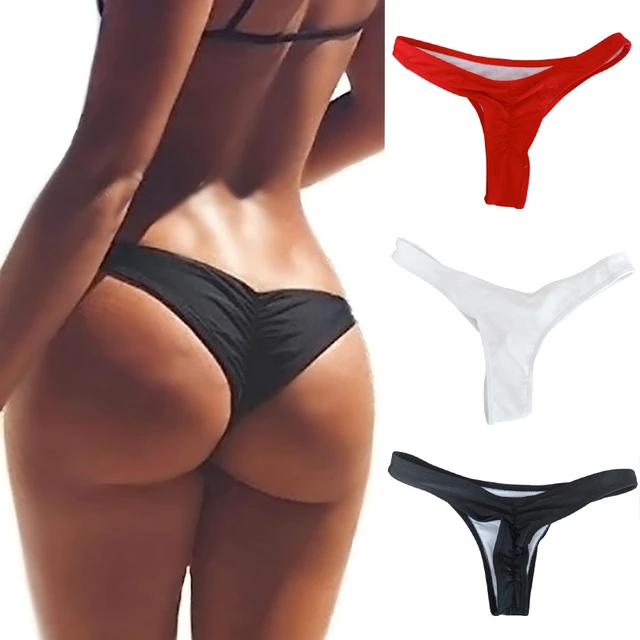 Solid Sexy Brazilian Bikini Bottoms Swimsuit  Bikini Bottoms Fit Like  Underwear - Two-piece Separates - Aliexpress