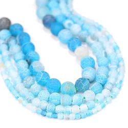 Blue Weathered Natural Stone Beads with Cracked Veins for Jewelry Making - DIY Necklace, Bracelet, Earring Craft Beads (Blue Weathered)