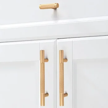 ยาว Knurled Handle ตู้ครัวประตูจับลิ้นชักดึงอลูมิเนียม T บาร์ห้องนอน Knobs ตู้เสื้อผ้าเฟอร์นิเจอร์ฮาร์ดแวร์ 2