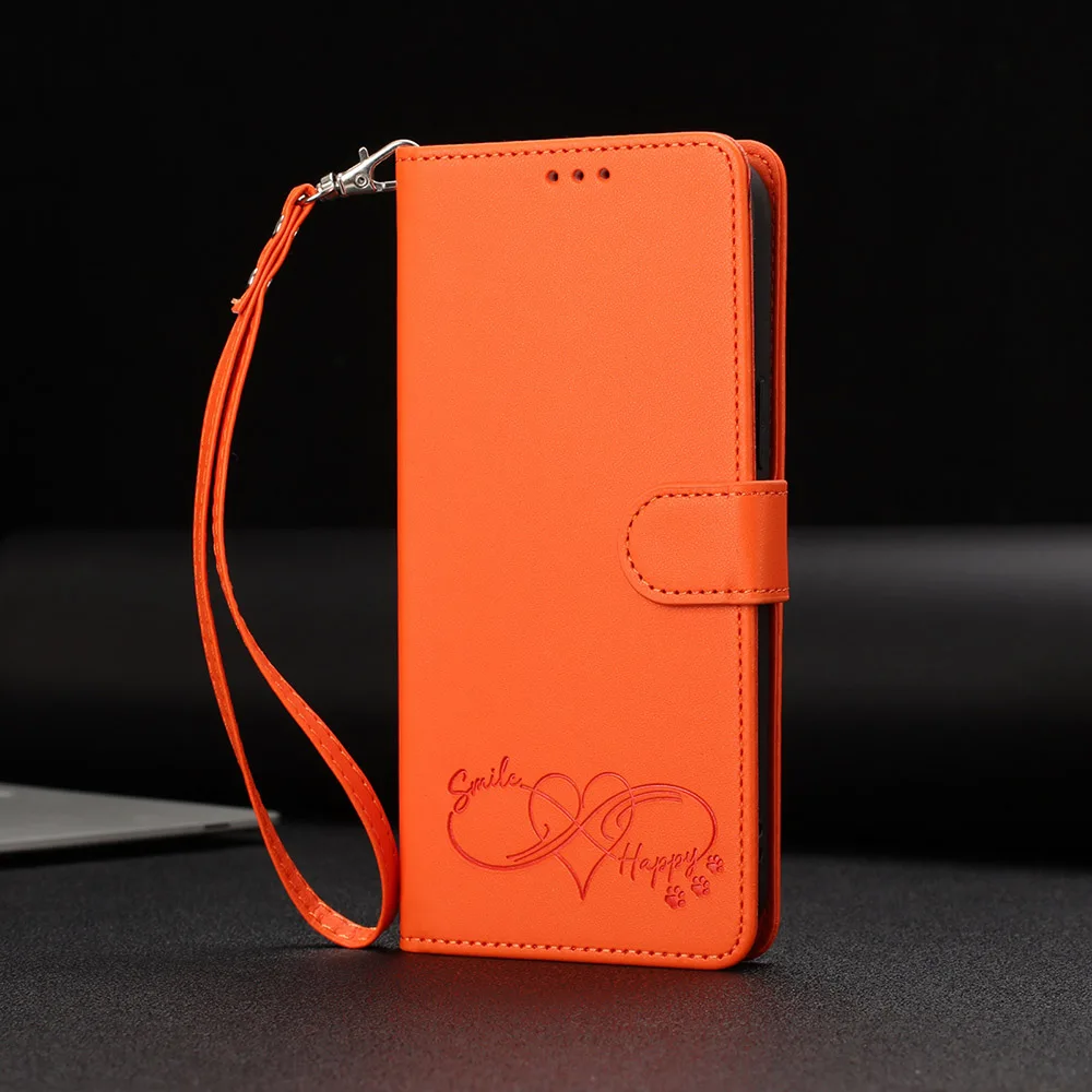 Leather Stand Flip Wallet Phone Cover with Card Holder and Strap