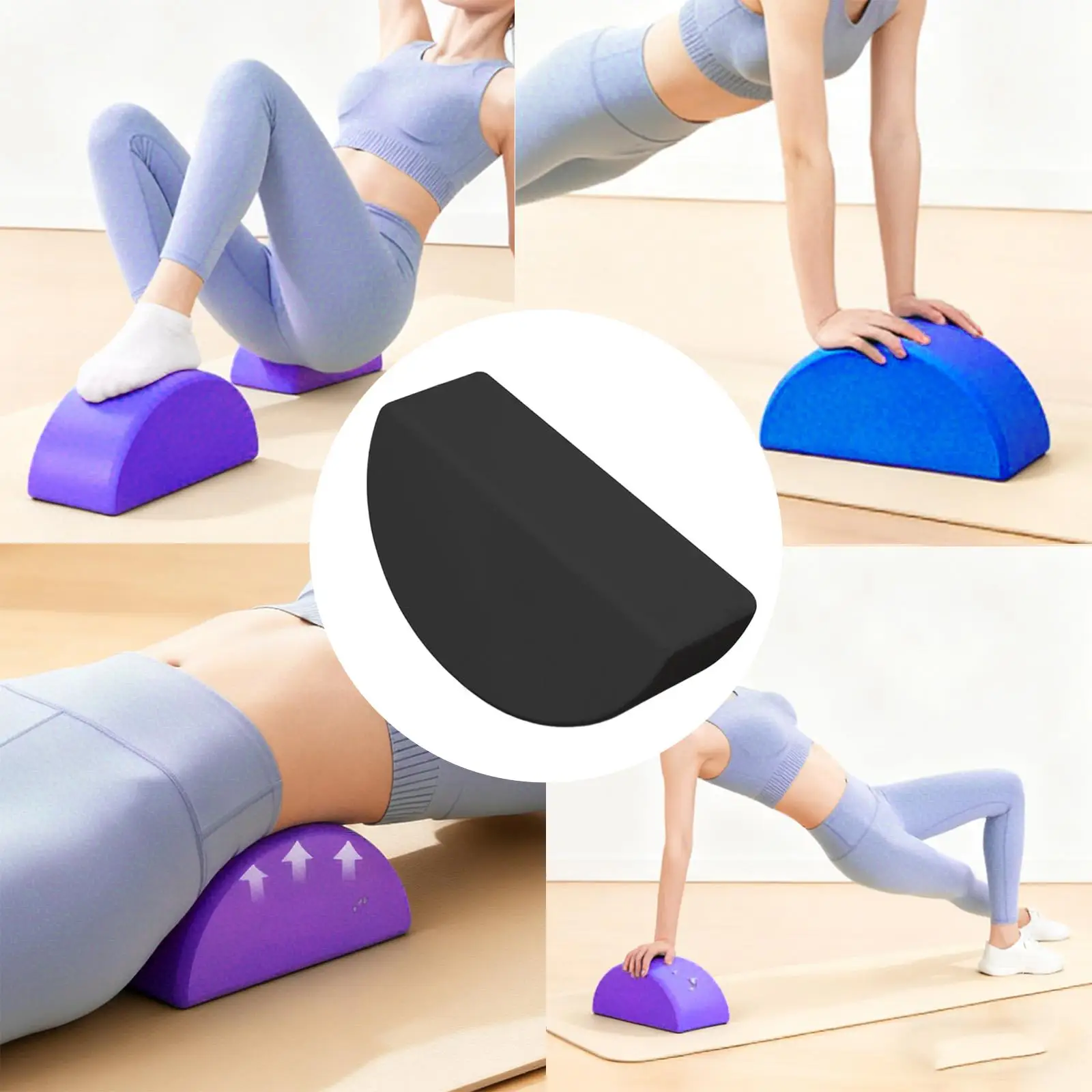 Half Moon Anti-Slip Yoga Block for Stretching and Core Training