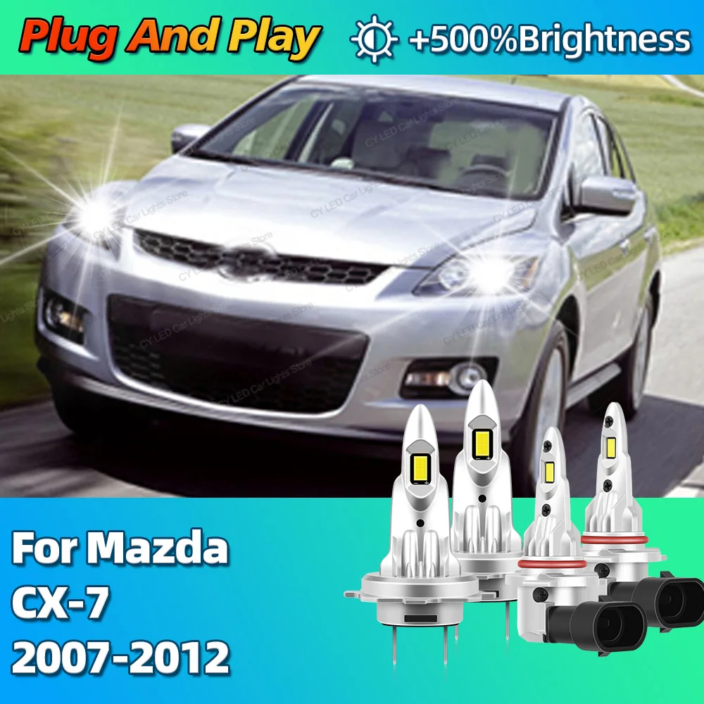 2/4Pcs 6000K 터보 30000Lm 자동차 헤드 라이트 LED 전구 CANBUS 조명 HB3 H7 For Mazda CX-7 CX7 2007 2008 2009 2010 2011 2012