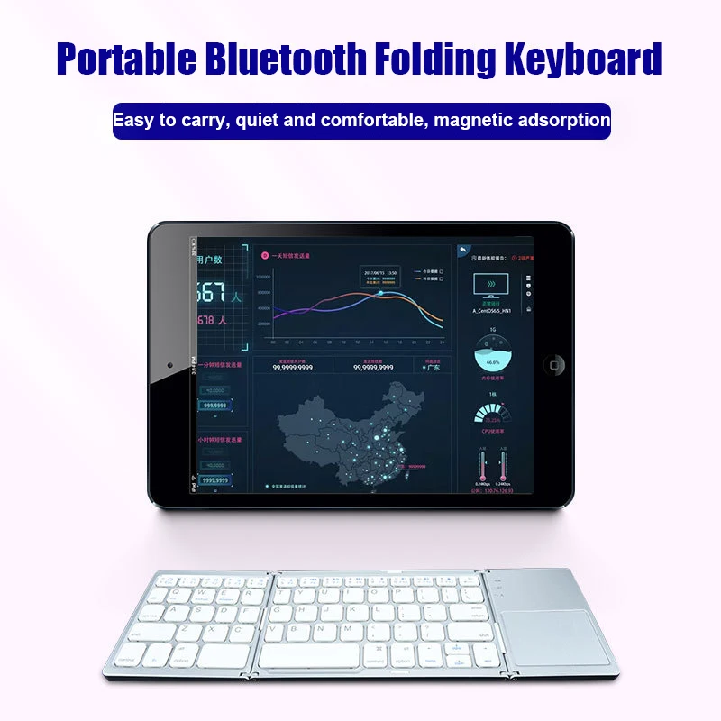 Wireless Folding Keyboard Bluetooth Keyboard With Touchpad For Windows, Android, IOS,Phone,Multi-Function Button Mini Keyboard - 4
